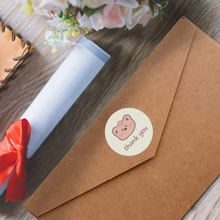 สติ๊กเกอร์ขอบคุณ สติ๊กเกอร์ดวงเล็ก 500ดวง / ม้วน สติ๊กเกอร์thank you ลวดลายน่ารัก ฉีกไม่ขาด