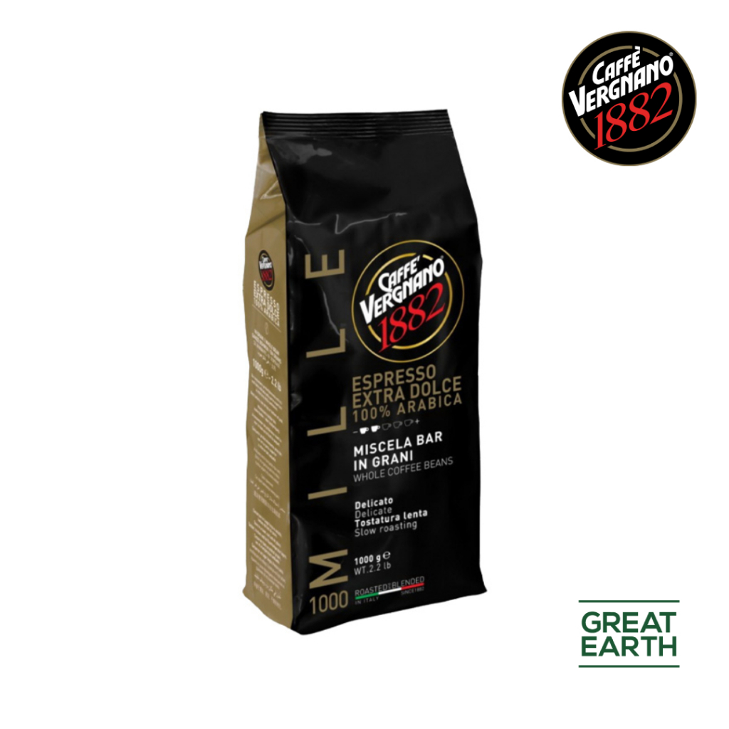 Caffè Vergnano Extra Dolce 1000 1KG. Arabica 100% เมล็ดกาแฟคั่วอ่อน 1 กิโลกรัม