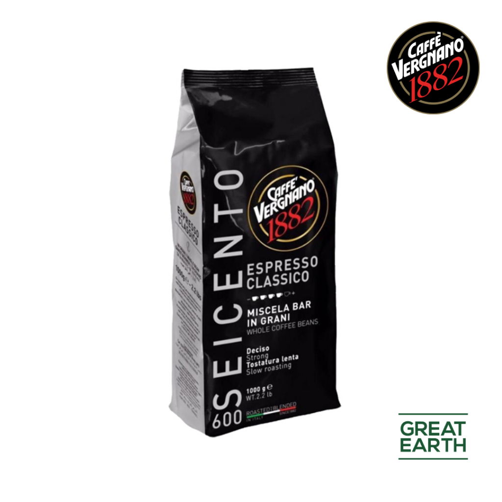 Caffè Vergnano Classico 600 1KG. เมล็ดกาแฟคั่วกลาง 1 กิโลกรัม