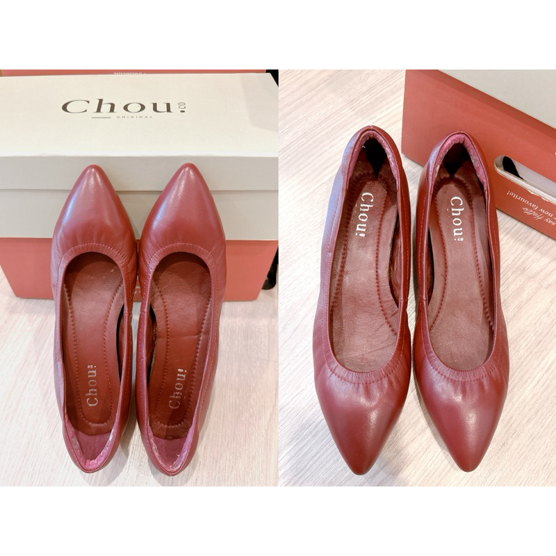 ✅ส่งด่วน✅ 🫘รองเท้าคัทชู แบรนด์ Choushoes ไซซ์ 35 สีแดง Burgandy 🫘