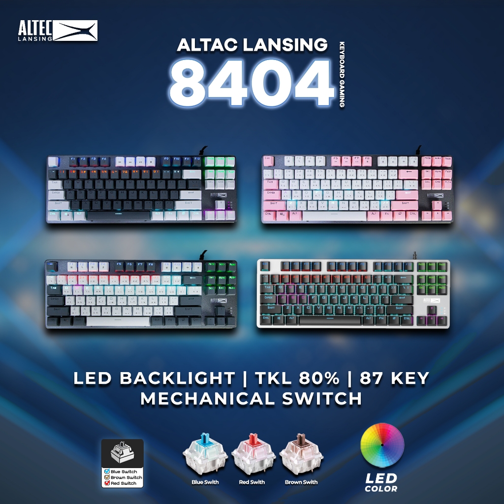 Altec Lansing Gaming Keyboard 8404 (Blue brow red Switch) คีย์บอร์ดเกมมิ่ง คีย์บอร์ดเล่นเกมส์ Mechanical