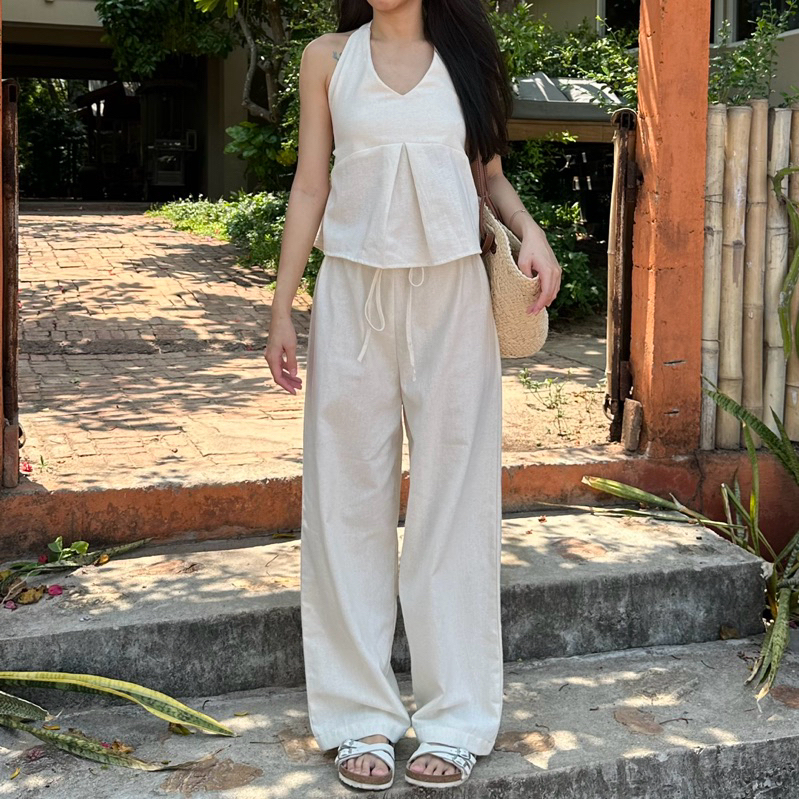 Sunny set🌤️ ชุดเซ็ทผ้าฝ้ายมินิมอล ชุดไปทะเล ชุดเซ็ทผู้หญิง