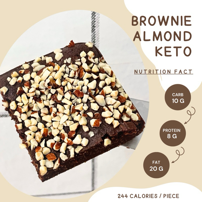 บราวนี่หน้าอัลมอนด์สูตรคีโต Almonds Brownie [KETO] ไร้แป้ง ไร้น้ำตาล