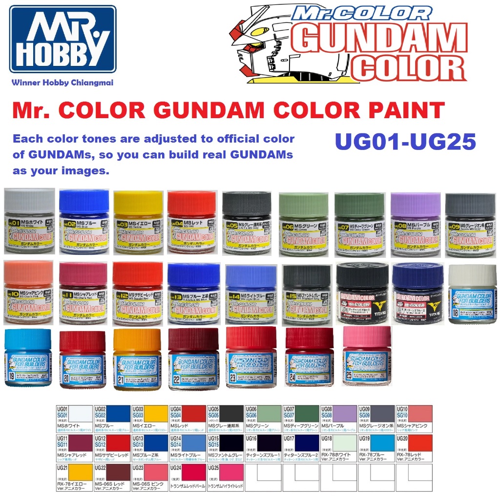 GSI Creos Mr Hobby UG01-UG25 Gundam Color 10ml สีโมเดลกันดั้ม Gundam Gunpla Plastic Scale Model Paint