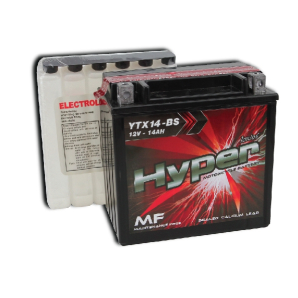 แบตเตอรี่แห้งพร้อมใช้ YTX14-BS 12V-14AH สำหรับ ZRX1100 ,CBR1100 , GSX 1100 ( TGMOTOR สินค้ามาตรฐาน ทดแทนของเดิม)