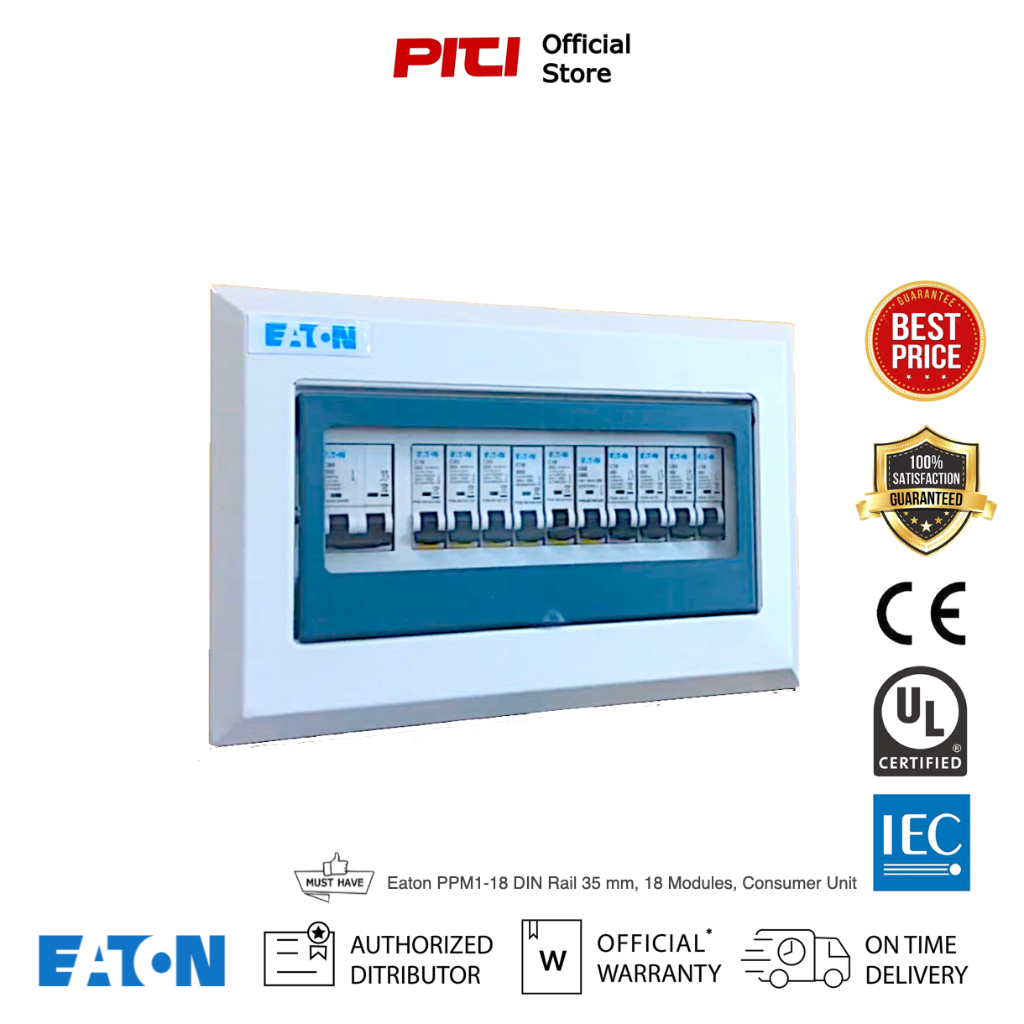 Eaton PPM1-18 DIN Rail 35 mm, 18 Modules, Consumer Unit