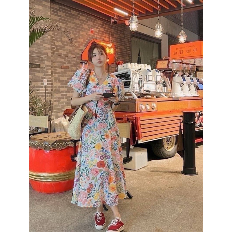 sirin studioเดรสน้องดอกไม้สีสีนสวยสดใสB109