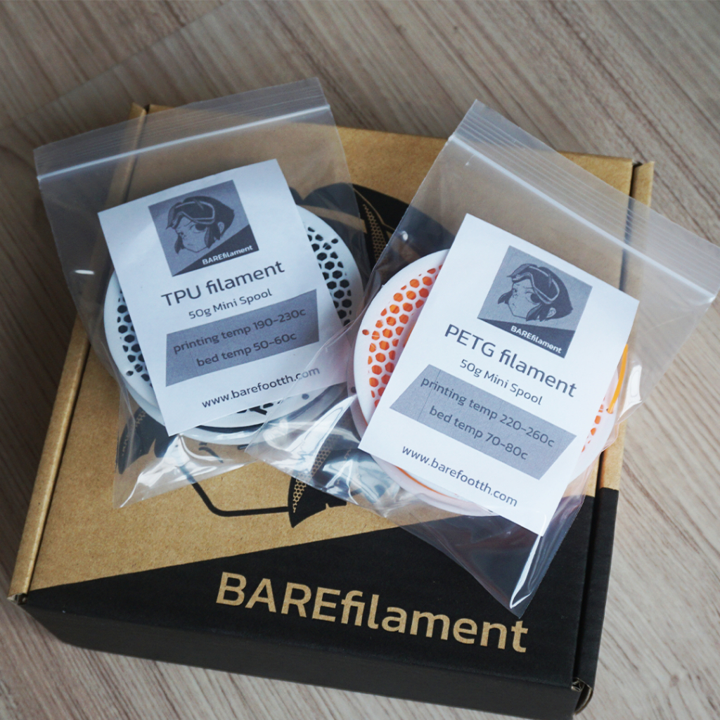 แบบทดลอง เส้นพลาสติก 3D BAREfilament Flexible TPU และ PETG filament 1.75mmพิมพ์ง่าย สำหรับ 3D Printer