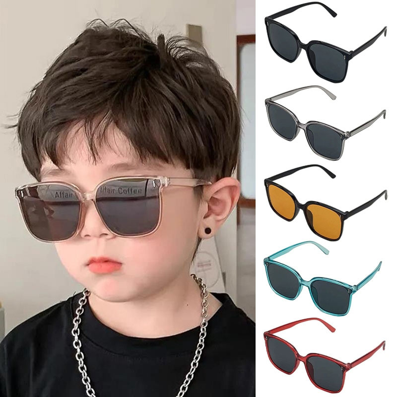 COD-ในไทย💖แว่นตากันแดดเด็ก UV400ป้องกันรังสียูวีแฟชั่นเกาหลีกรอบสี่เหลี่ยมใหญ่แว่นกรองแสงสําหรับเด็ก