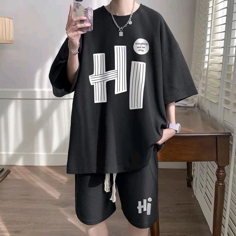 ⚡️ พร้อมส่ง⚡️ทีเชิร์ต (เสื้อ+กางเกงขาสั้น) คอกลม ผู้ชาย สไตค์ เกาหลี สวมใส่สบาย เนื้อผ้าอย่างดี