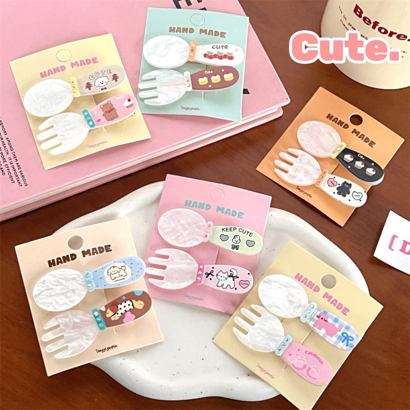 Cute 261 กิ๊บติดผม กิ๊บหนีบผมช้อนส้อม รุ่นใหม่ 2 ชิ้น/แพ็ค