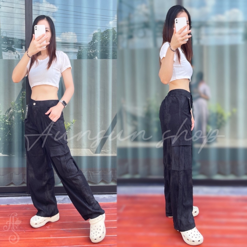 กางเกงคาโก้ มีกระเป๋า4ช่อง แฟชั่นคาโก้ ผ้าลูกฟูก ขายาว ผ้าใส่สบาย มีของพร้อมส่ง มีหลายสีให้เลือก
