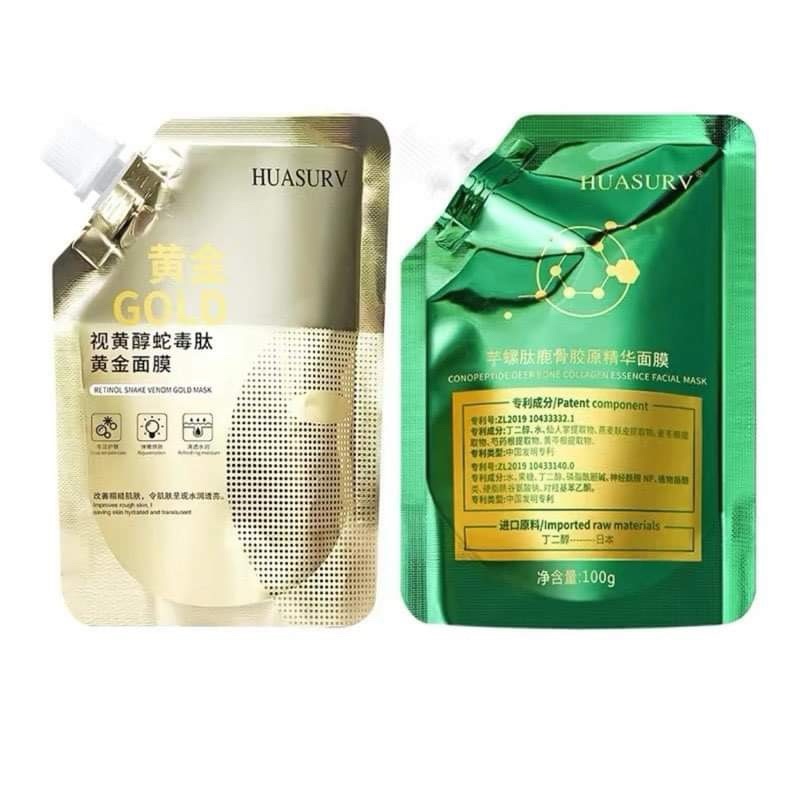 (1ชิ้น) HUASURV ฮัวเซิร์ฟ มาส์กหน้าทองคำ / มาส์กคอลลาเจน