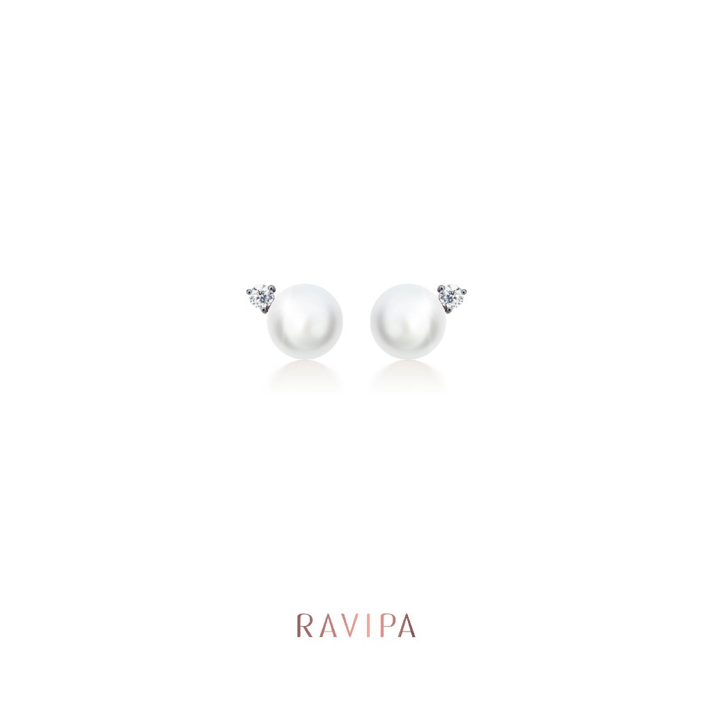 Ravipa | Viva Diamond Marshmallow Pearl Studs