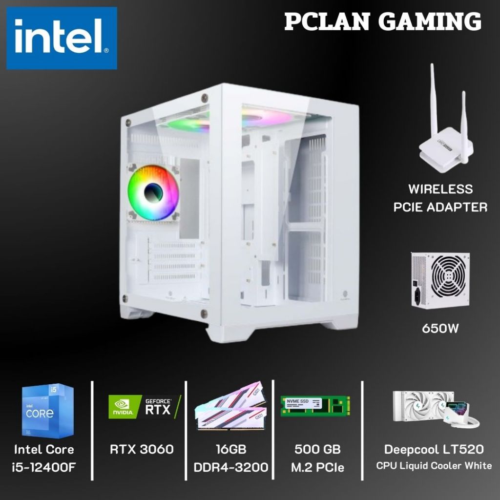คอมพิวเตอร์ประกอบ PCLAN-WHITE GAMING,i3-12100F,i5-12400F,i7-12700F