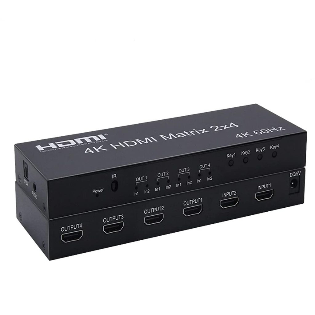 4k HDMI Matrix 2X4 Splitter 4K 60Hz 2 In 4 Out HDMI Splitter Switcher Audio