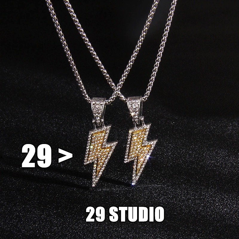 สร้อยคอรูปสายฟ้าฮิปฮอป คอลเลกชันสร้อยคอเพชรต่างๆ ชิ้นละไม่ถึง29บาท ขายตรงจากโรงงาน ไม่ลอก หรือเปลี่ยนเป็นสีดำ