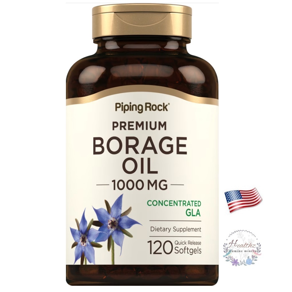 Borage Oil GLA 1000 mg, 120 Quick Release Softgels Omega 6 น้ำมันโบราจ โอเมก้า Pipingrock