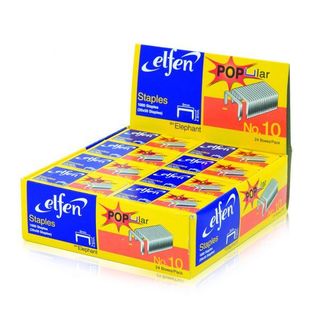 ELFEN ลวดเย็บ เบอร์ 10 และ 35 เย็บกระดาษ ลูกแม็ก รุ่น Popular elfen ของแท้  ( 1 กล่องใหญ่ มี 24 กล่องเล็ก )