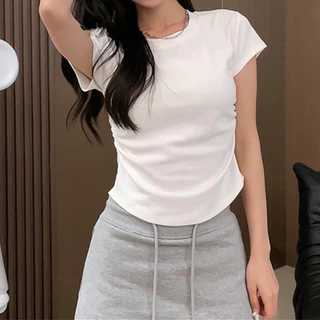 CC cotton เสื้อยืดคอกลมเอวจั้ม ผ้ายูนิ🔥พร้อมส่ง
