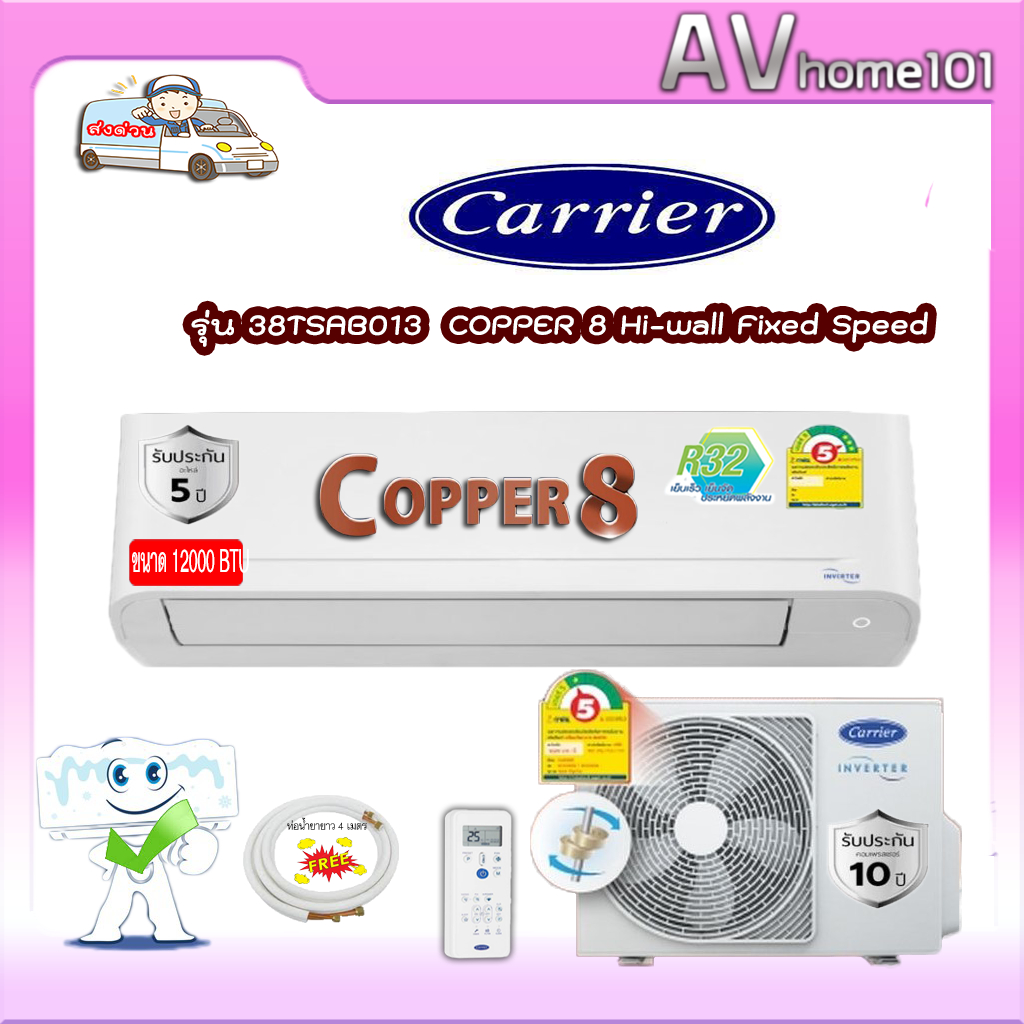 แอร์ 38TSAB013 / 42TSAB013 CARRIER COPPER 8 Hi-wall Fixed Speed