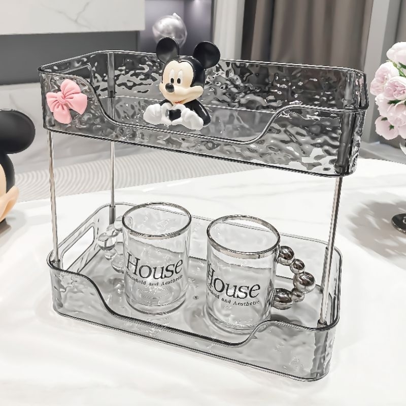 ชั้นวางของ 2 ชั้น อะคริลิคใส ถอดได้ ใช้งานได้หลายแบบ ชั้นวางเครื่องสำอางค์ สกินแคร์ เครื่องเขียน - รูปที่ 4