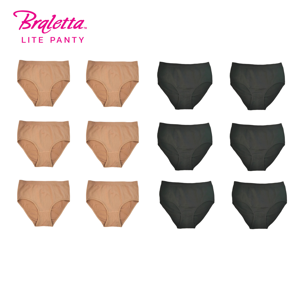 Braletta Lite Panty 12 pcs pack กางเกงใน บราเล็ทธา ไลท์ ผ้าทอ Seamless สวมสบาย ผ้านุ่ม กระชับก้น ขนาดฟรีไซส์ แพ็ค 12 ตัว