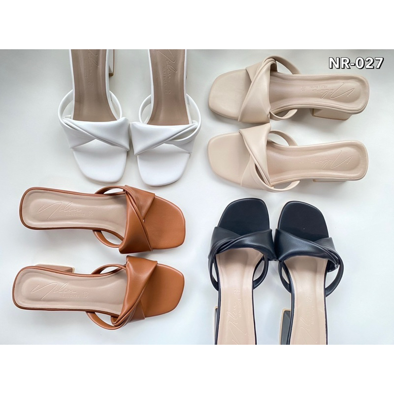 รองเท้าส้นสูง 1.5 นิ้ว พื้นนิ่มสายหนังนิ่มทนทานใส่สบาย รุ่นสายไหม