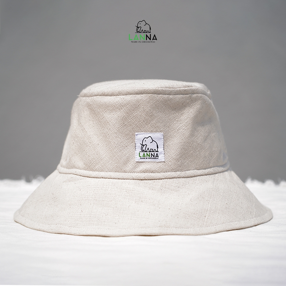 หมวกผ้าฝ้ายสีมินิมอลทรงบักเก็ต หมวกกันแดด หมวกแฟชั่นมีสายรัดคาง