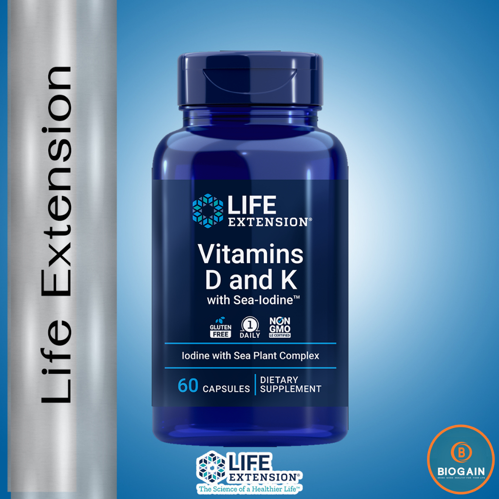 Life Extension  Vitamins D and K with Sea-Iodine / 60 Capsules