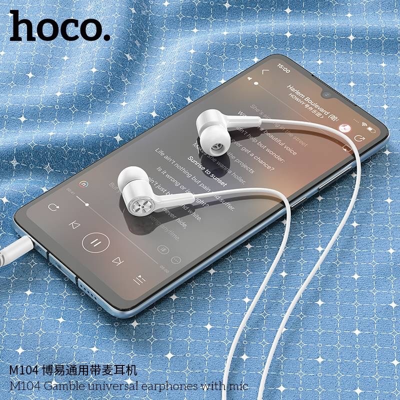 HOCO M104 หูฟังมีไมค์ ทรงอินเอียร์ สาย 3.5mm ยาว 1.2เมตร ไมค์คมชัด คุยสายได้ เสียงดี คุณภาพ HiFi Audio มีปุ่มคอนโทรล hc3
