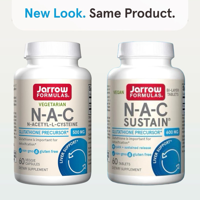 ✅พร้อมส่ง🍁Jarrow Formulas, NAC Sustain, N-Acetyl-L-Cysteine 600 mg 60 Tablets, N-A-C jarrow