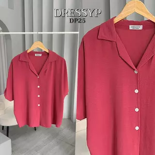 dressyp - Slub Batwing Shirt เสื้อเชิ้ตผู้หญิง คอปกฮาวาย เเขนค้างคาว ผ้าสลาฟ ใส่ง่าย ใส่สบาย DP25