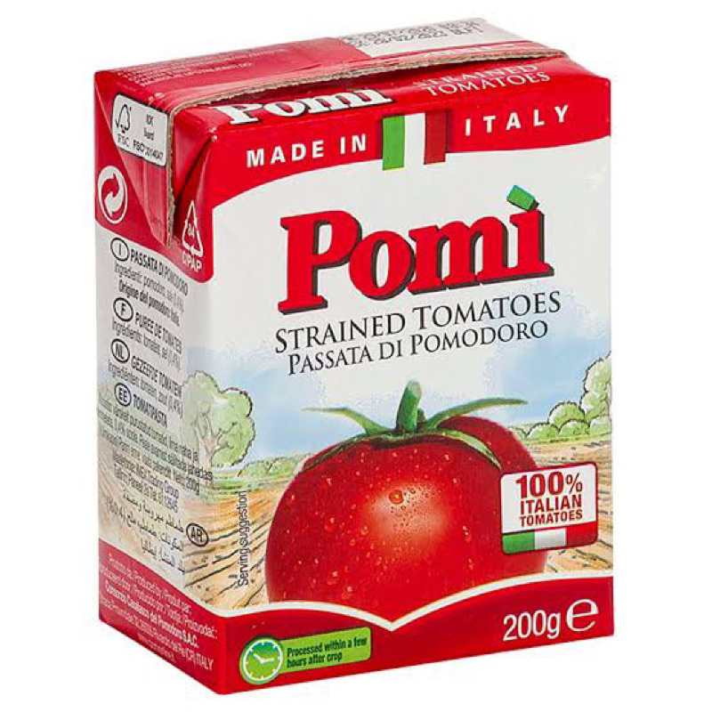 Pomi Strained tomatoes passata di pomodoro 200g. fl ซอสมะเขือเทศสำหรับราดพาสต้า นำเข้าจากอิตาลี🇮🇹