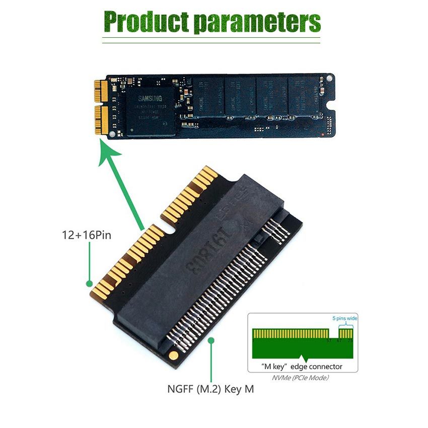 การ์ดอะแดปเตอร์แปลง ตัวแปลง SSD m.2 NVME  เหมาะกับMacbook Air/Pro 2013 2014 2015 2016 2017  ร้านอยู่ที่ไทย