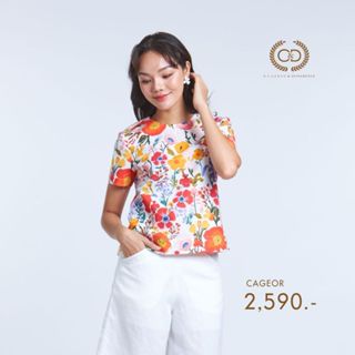 C&D เสื้อผู้หญิง แฮปปี้ ฮานะ คอกลม แขนสั้น สีส้ม (CAGEOR)