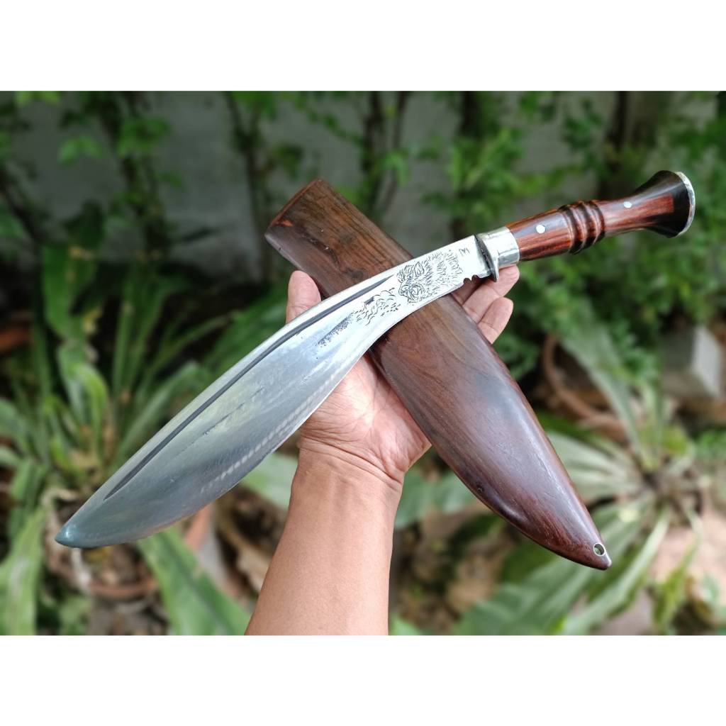 กูรข่า มีดกูรข่า Kukri knife มีดกุรข่า มีดเดินป่า มีดแคมป์ ใบ 11.8” เหล็กตลป. ตีร้อนชุบแข็ง ด้าม-ฝัก