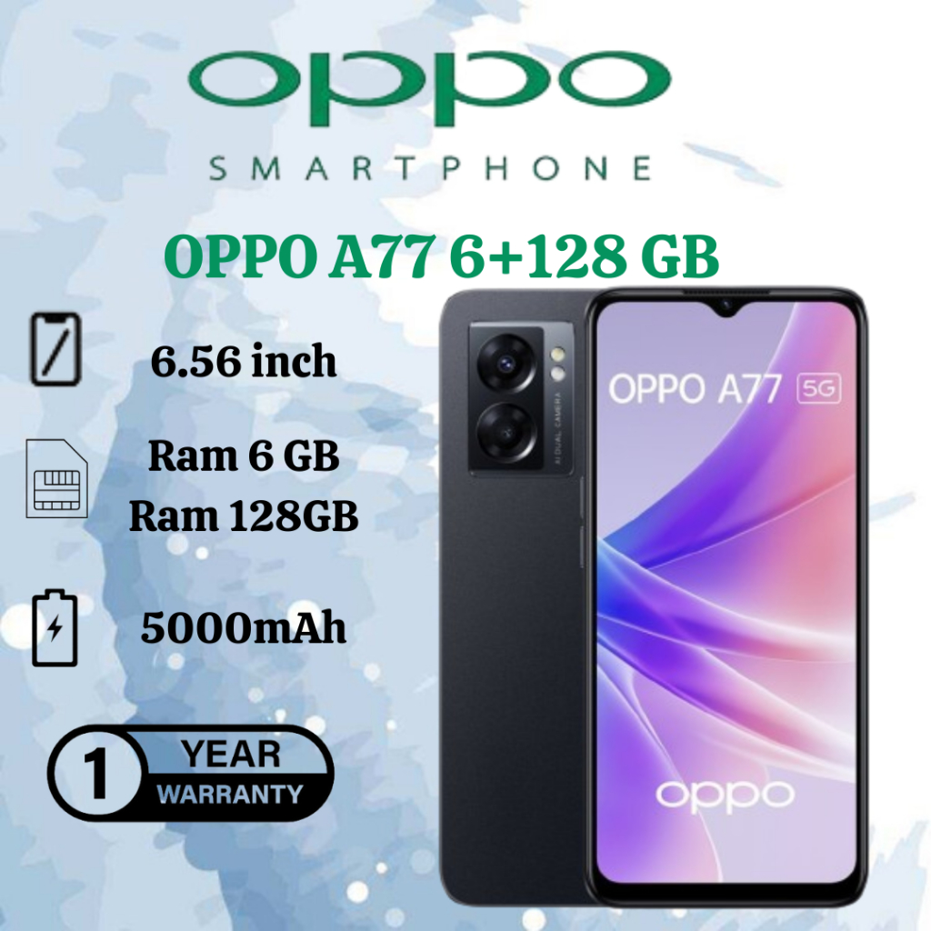 [ ของแท้ ] OPPO A77 5G [6/128GB] | OPPO A77s 4G [8/128GB] มือถือ ออปโป้ เอ77 เครื่องศูนย์ไทย เล่นเกมลื่น กันน้ำ IPX4