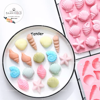 (พร้อมส่ง) แม่พิมพ์ซิลิโคนสามมิติ พิมพ์ช็อคโกแลต วุ้น เยลลี่ ขนม แม่พิมพ์สัตว์ทะเล รวมหอย 16 ช่อง