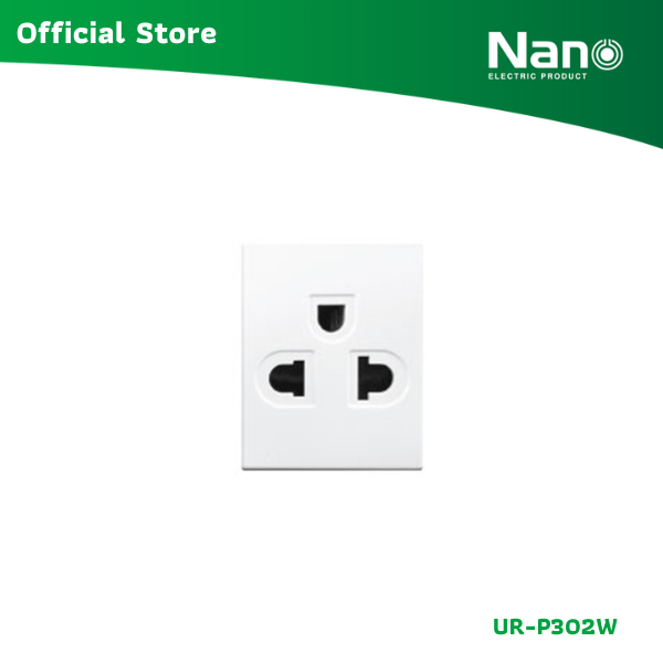 NANO เต้ารับเดี่ยวมีกราวน์และม่านนิรภัย 16A 250V 1.5 ช่อง Urban series (1 ชิ้น/กล่อง) รุ่น UR-P302