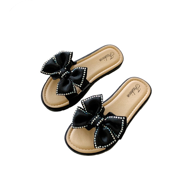 KIDSZONE รองเท้าแตะเด็กผู้หญิงแบบสวม ติดโบว์ รุ่น YND8816