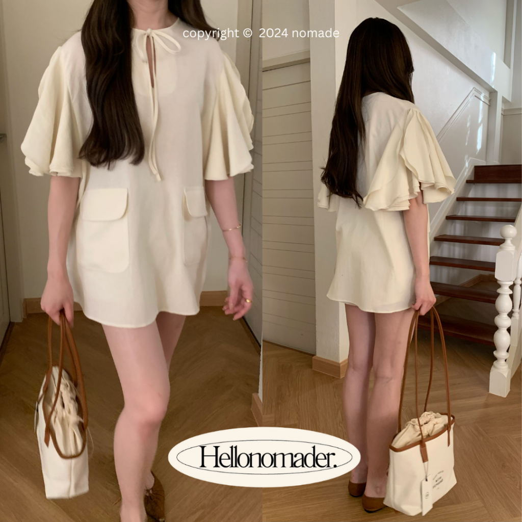 NOMADE.& พร้อมส่ง Moroccan blouse {เสื้อแขนระบายผ้าฝ้าย}