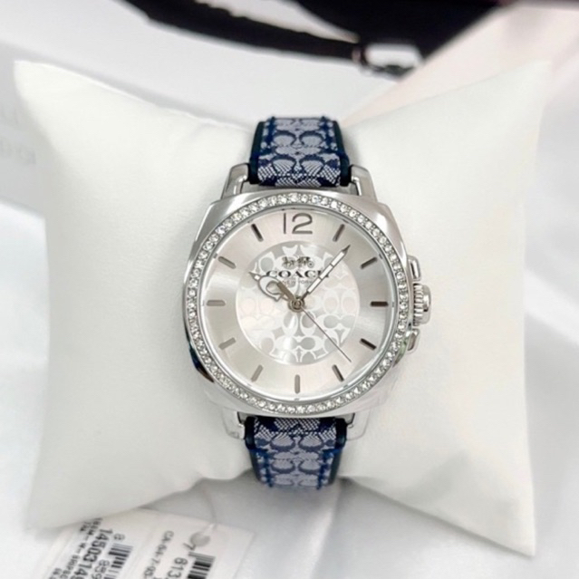 ส่งฟรี‼️ของแท้💯นาฬิกา COACH  Women's Boyfriend Signature Fabric Leather Strap Glitz Watch 14503149