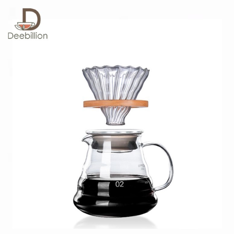 เหยือกดริปกาแฟ มีฝา ดริปกาแฟ แก้วกาแฟ 300/500 ใช้กับแผ่นกรองกาแฟและเหยือกได้ทุกขนาด Coffee Pot Deebillion