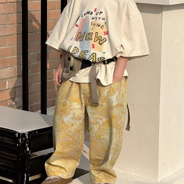 พร้อมส่ง ☑️ ขายาวเด็กลายเหลือง