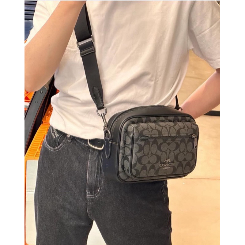 พร้อมส่งที่ไทยแท้ 100% รุ่นใหม่ Coach Elias Crossbody In Signature Canvas 9 3/4“