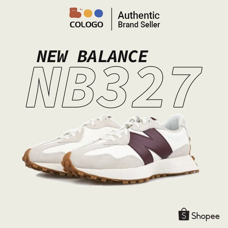 NEW BALANCE 327 NB327 WS327 new balance WS327KA  รองเท้าผ้าใบ White Dark Red 💯