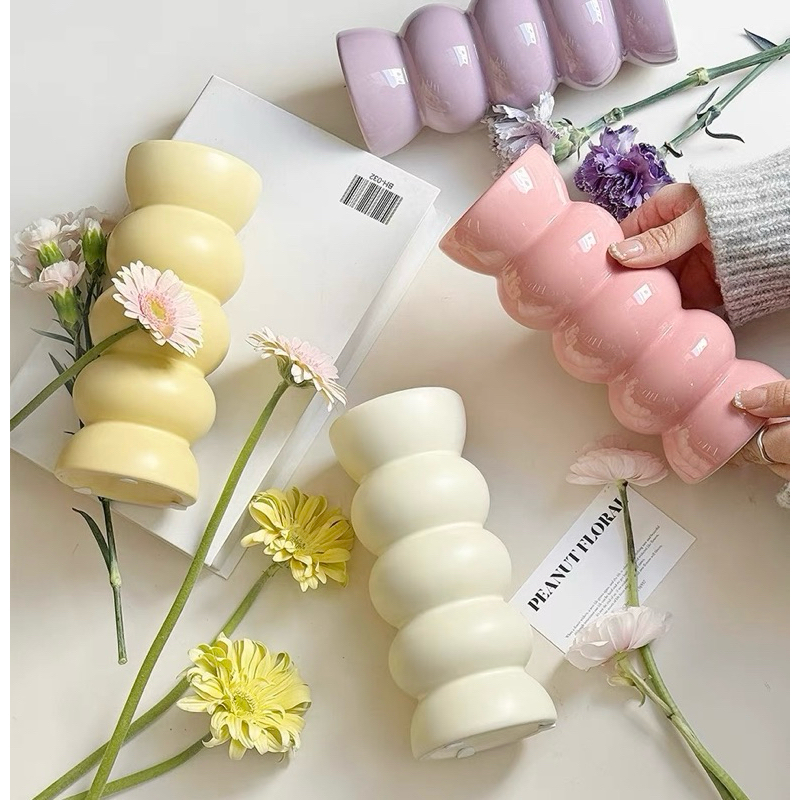 พร้อมส่งจากไทย แจกันเซรามิก แจกันดอกไม้สีพาสเทล มี 6 สี น่ารักมาก