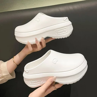 DEMA รองเท้าเสริมส้น รองเท้าแตะ พื้นหนา 5cm รองเท้าหัวโต 4 โทนสีสไตล์พาสเทล กันลื่น กันน้ำ