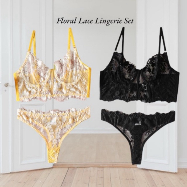 HH492🖤FLORAL LACE LINGERIE SET(520.-)